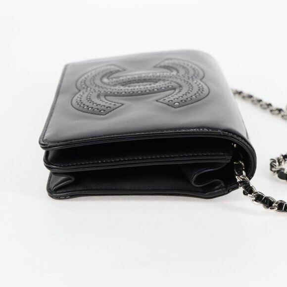 CHANEL Chain Shoulder Bag Enamel Black CC Auth - Picture 5 of 16